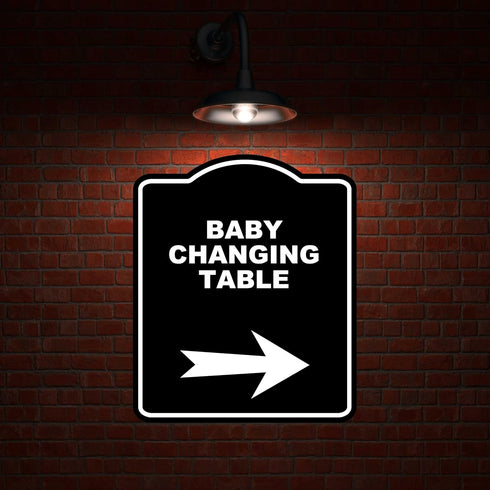 8.5 10 inches BABY CHANGING TABLE Black Sign Arrow Right Aluminum Composite Sign x
