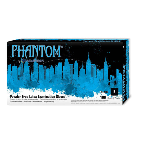 Adenna PHM912 Phantom 6 Mil Powder-Free Latex Gloves, Medical Grade, Black, Small, Box of 100