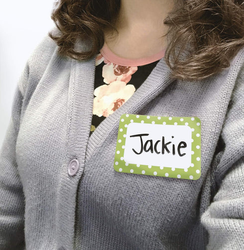 Teacher Created Resources Lime Polka Dots Name Tags No. 2 (5174)