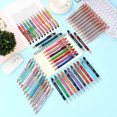 Snarky Funny Office Pens, 12 Pcs Negative Sarcastic Hilarious Quotes Ballpoint Pens with Stylus Tip (Style 1, 12)