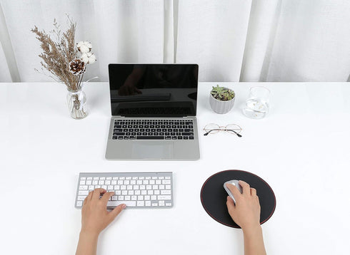 YSAGi 2 Pack Mouse Pads, Ultra Thin Waterproof PVC Leather, Stitched Edges, Office/Home, Black