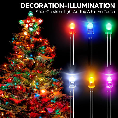ElectricWise 10 500 5mm Pack Bulb Colors Pcs LED Lights Emitting Diodes Assored Kit - Variety Color Emitting Diodes LED