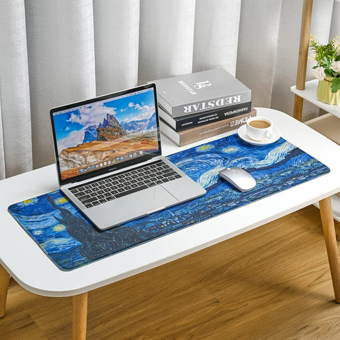 Van Gogh Starry Night Extended Large Gaming Mouse Pad, 31.4"x11.8" Non-Slip Rubber Base XL Mousepad