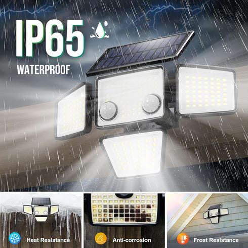 3000LM 188 4 Light,IP65 Install,270Wide 3 (2 Pack) LYWALT Solar Outdoor Lights - LED Motion Sensor Outdoor Lights