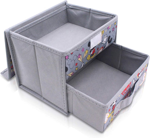 FINEX Foldable Storage Organizer Box for Desk, Gray Mouse with Removable Drawer, Collapsible Design