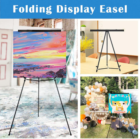 Falling in Art Aluminum Flip Chart Display Easel Stand, Adjustable Floor for Boardroom, 63 1/2'' High, Black