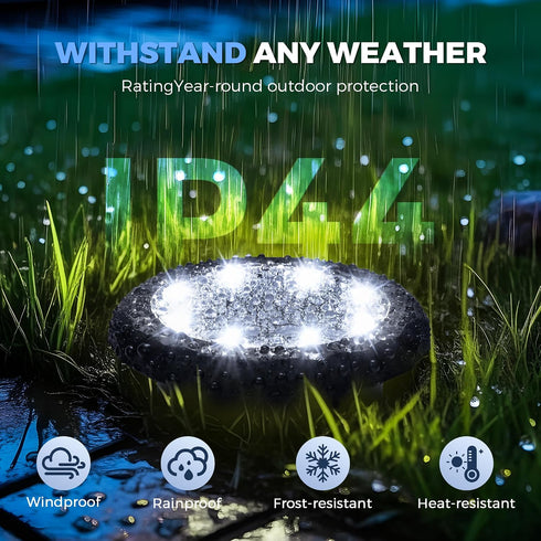 12 Pack SOLPEX Mini Solar Ground Lights, Solar Lights Outdoor Waterproof, Landscape Lighting for Garden Pathway