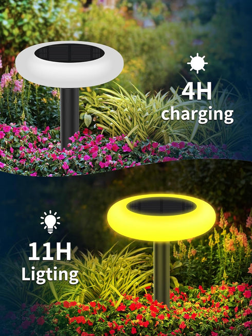 2 Pack 9 intelamp Solar Pathway Lights Outdoor, Color Changing with Remote Control, Dusk to Dawn Solar Powered