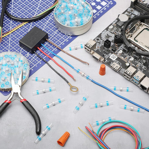 300 Solder Seal Wire Connectors, Heat Shrink Butt Connector, Waterproof Insulated Electrical Terminals for Automotive