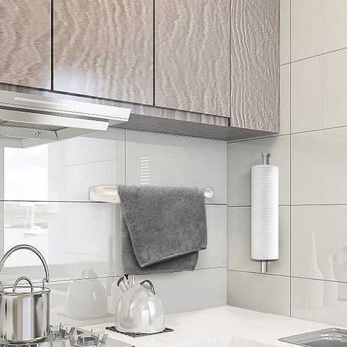 Self Adhesive or Drilling Paper Towel Holder, Stainless Steel Rack for Kitchen, Bathroom, Sink, Pantry, Fridge
