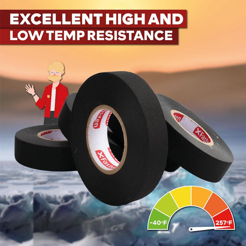3/4-Inch 50-Foot (3-Pack), XFasten Wire Harness Tape, x High Temp Wiring Loom Harness, Self-Adhesive Felt Cloth