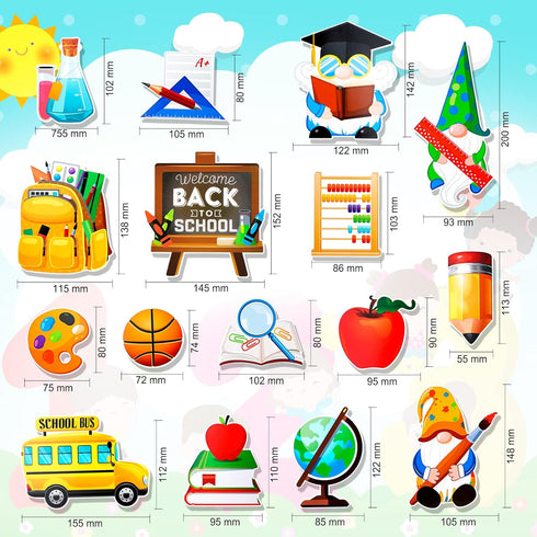 HOWAF 32pcs Welcome Back to School Decorations - Cutouts for First Day of School Party Supplies and Classroom