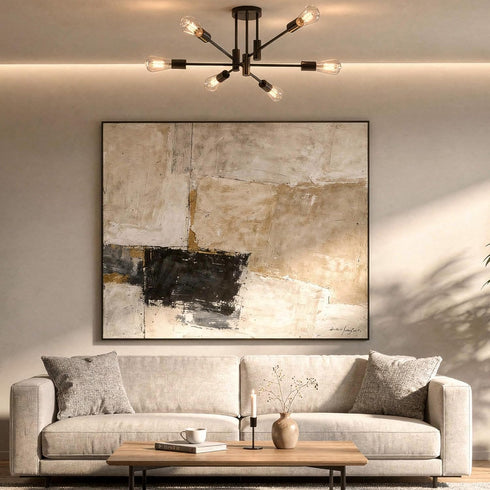 6-Light Sputnik Light Fixture, Solid Matte Black Mid-Century Modern Chandelier for Dining Room, Kitchen, Living Room
