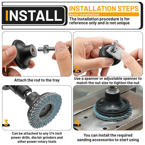 Junchamp 3 Pack 1/4" Quick Change Disc Pad Holder, Roll Lock Disc Holder, with Shanks for Die Grinder Accessories