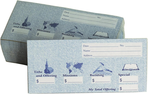 Church Offering/Tithe Donation Envelopes - Friendly Welcome Message - Blue - Package of 125