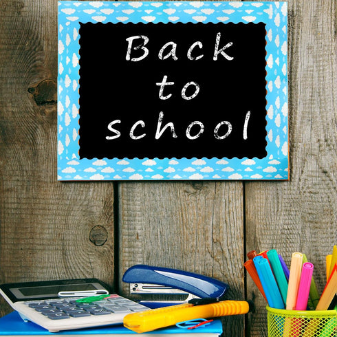 Blue Cloud Bulletin Board Paper Strips, 1Pc Scalloped Borders for Classroom Home Decoration