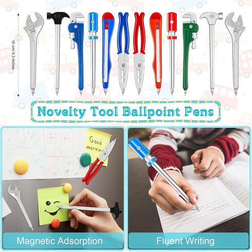 Zonon 24 Pieces Car Pens and Novelty Tool Ballpoint Pens, Colorful Ink Pens for Back to School and Office Supplies
