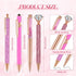 Sabary 8 Pcs Ballpoint Pens with Pen Holder for Desk Metal Crystal Diamond Pen Glitter Pencil Holder Fancy Pens Black Ink Bling Desk Organizer for Women Girls Office School Wedding Gifts (Shiny Pink) by Sabary