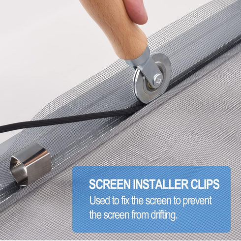BAYTORY Upgrade Window Screen Repair Kit, Steel/Nylon Roller Tool with 32ft Retainer Spline & 12 Screen Clips