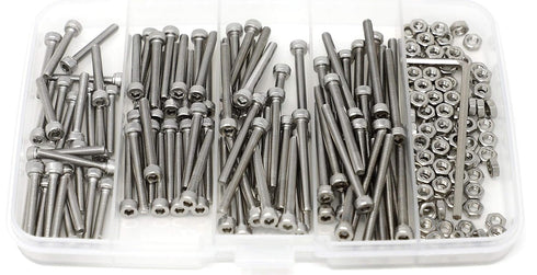iExcell 200 Pcs M3 x 20/25/30/35 mm Stainless Steel 304 Hex Socket Head Cap Screws Bolts Nuts Assortment Kit