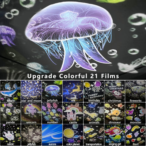 LytRdIt 21 Sets of Films, Projector Night Light for Kids Bedroom, Ceiling, Remote Control & Bluetooth Speaker, Baby