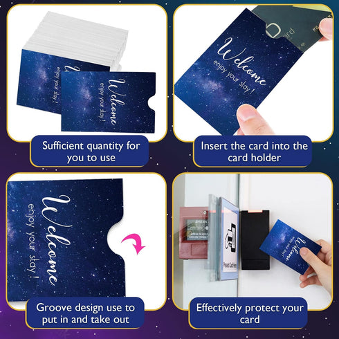 Geyee 500 Pcs Key Card Holder Sleeves - Hotel Key Card Envelope - 2.4 x 3.5 Inch (Dreamy Style) - Enjoy Your Stay