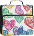 ALAZA 3 500 Heart Crayon Drawing Ring Zipper Binder Sheets Expanding File Folder Bag Case Briefcase with Shoulder Strap