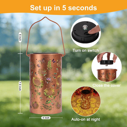 Sunflower Solar Lantern Outdoor Waterproof - Birthday Gifts for Women Mom Grandma, Mothers Day Gifts, Solar Lights