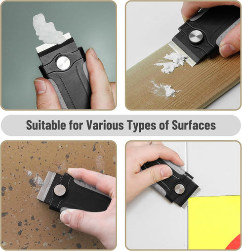 Set 10 Bates- Razor Blade Scraper, Grey, Locking Razor Scraper with Extra Stainless Steel Blades, Window Scraper