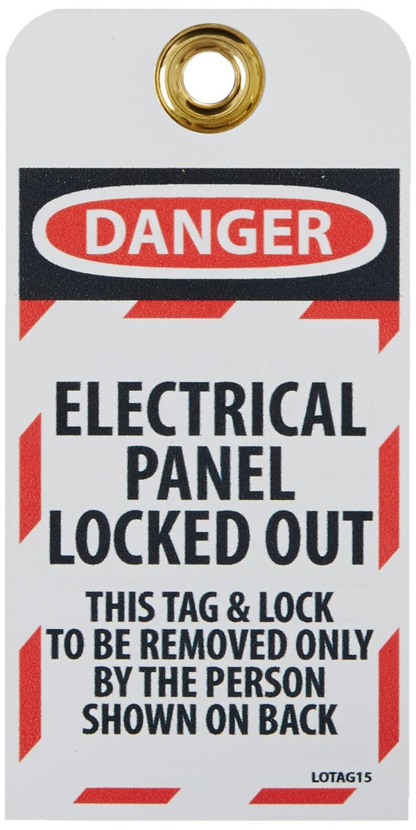 NMC LOTAG15 DANGER - Electrical Panel Locked Out Tag - Pack of 10, Vinyl