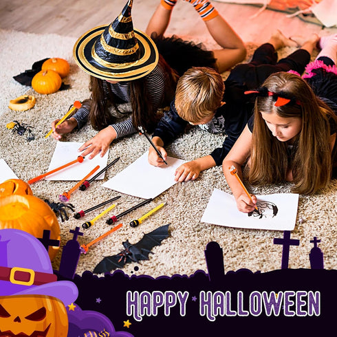 SANNIX 50 Pieces Halloween Pens, Fun Cartoon Gel Ink Rollerball Pens for Kids Gift School Class Birthday Party