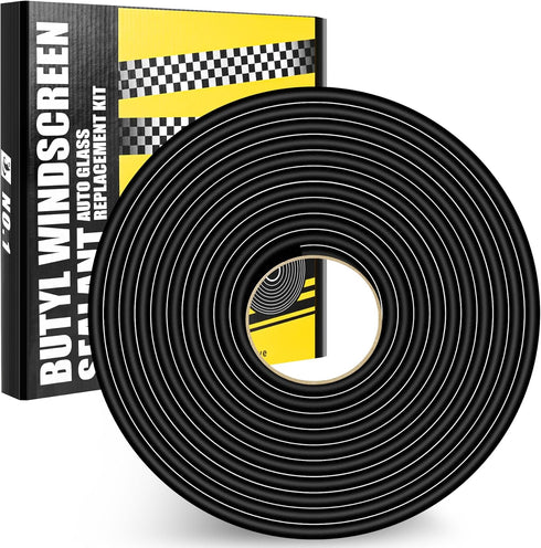 Butyl Rubber Tape Headlight Glue Sealant Rope, 14.8Ft, 9mm Diameter, Black, 1 Roll for Automotive