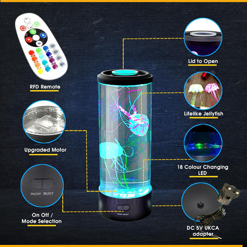 16 4 Brewish Jellyfish Lamp, Color Options, Mode Lifelike Jellyfish Aquarium, Auto Shutdown, Remote Control Electric