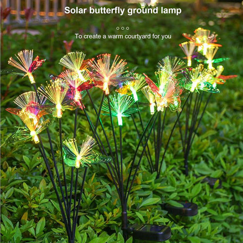 7 Solar Outdoor Lights Butterflies Solar Garden Lights Ground Plug Decorative Lights for Yard, Landscape Lighting Spot