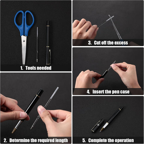 Outus 60 Pcs 0.7 mm Black Retractable Pen Refills Bulk for Click Ballpoint Pens, School Office Supplies