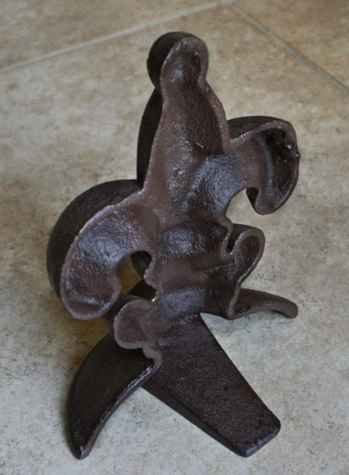 Lulu Decor Cast Iron Fleur De Lis Door Stop, 2 Lbs, Antique Brown Door Stopper (Set of 2)
