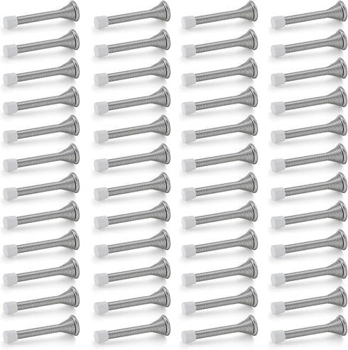 Ravinte 48 Pack Satin Nickel Spring Door Stoppers with Rubber Bumper, Door Stoppers for Bottom of Door