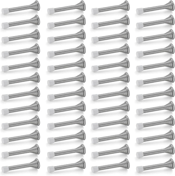 Ravinte 48 Pack Satin Nickel Spring Door Stoppers with Rubber Bumper, Door Stoppers for Bottom of Door