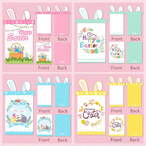 Watayo 12 Sets Easter Bunny Party Money and Gift Card Sleeves, Happy Easter Money Holder Ornaments for Cash Gifts