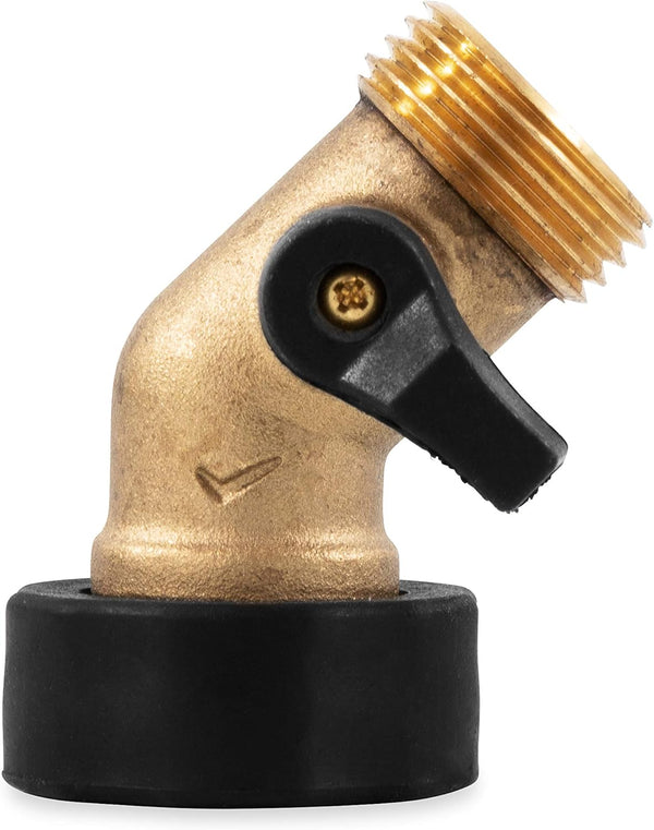 Camco Solid Brass Drinking Water Valve, 45 Degree, Garden Hose Connections (20173)