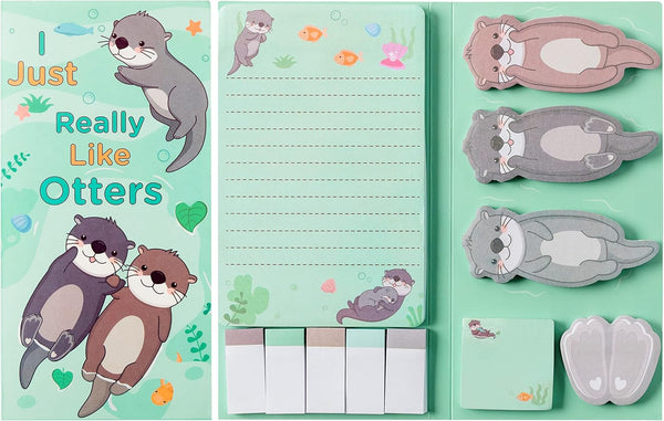 I Just Really Like Otters Sticky Notes Set, 550 Sheets, Cute Cartoon Otters for Back to School Supplies
