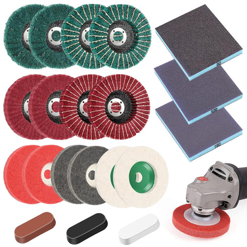 20 PCS 4 Inch Polishing Grinding Wheel Kit, Nylon Fiber Flap Disc
