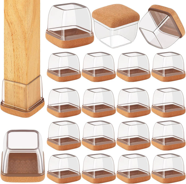 24 Pcs Extra Large Square Chair Leg Floor Protectors, Silicone Chair Leg