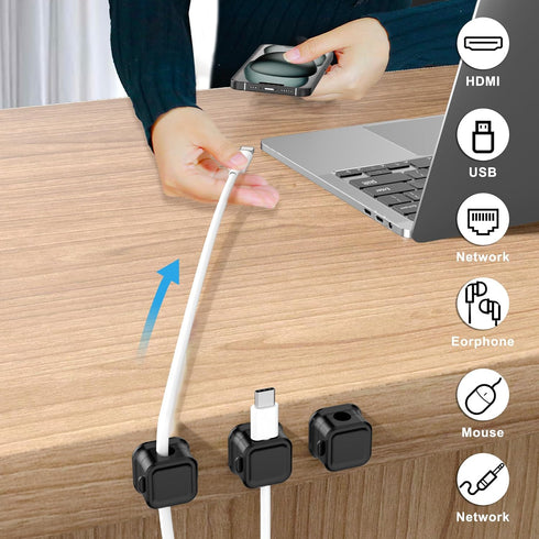 Magnetic Cable Clips, 6 Pack Cord Organizer Holder for Desk Cable Management, Adhesive Wire Keeper.