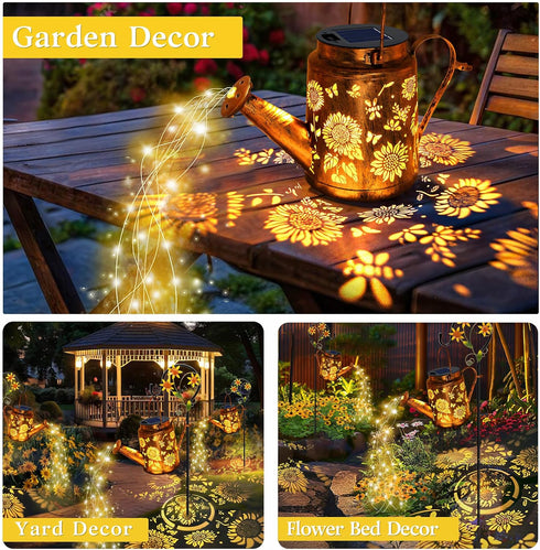 Solar Watering Can with Lights, Birthday Gifts for Mom Women Mother's Day, Outdoor Garden Decor Sunflower Solar Garden