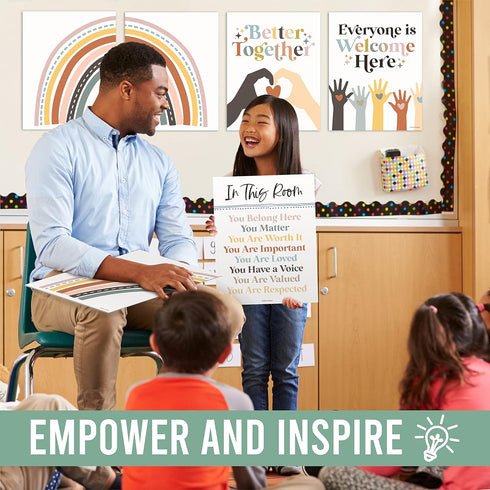 Hadley Designs Diversity Posters for Classroom - 6 Inclusive Kindness Decor, Safe Space Sign, Boho Multicultural