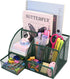 Mesh Desk Organizer with 6 Compartments and 1 Drawer, Multi-Functional Caddy Pen Holder for Home Office School Decor