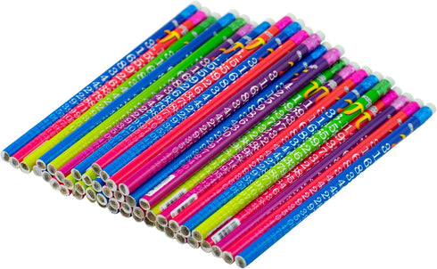Pencil Assortment - Assorted Styles - Round Pencil with Eraser, 2 Lead, For Children, Adults, Children’s Gift Bags, Carnival Prizes (48) pcs, Pi by Giggle Time