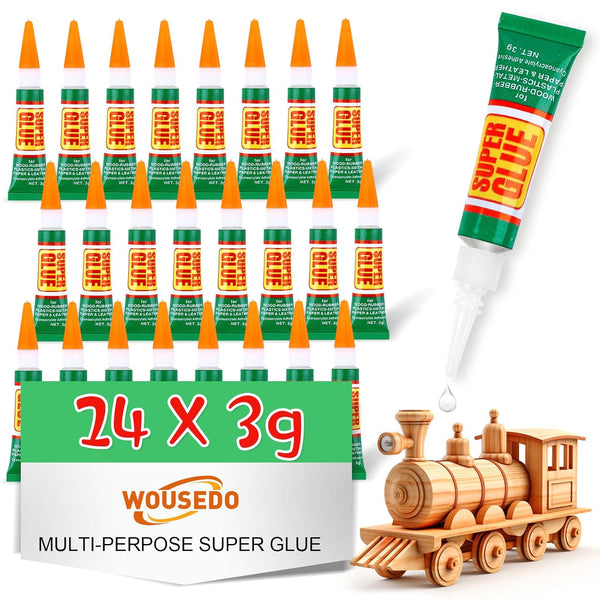 24 X 3g Super Glue Clear, Strong Adhesive, Fast Drying Cyanoacrylate Glue for DIY Crafts, Wood, Plastic