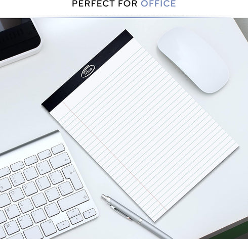 Legal Notepads 8.5 x 11, Pack of 12 - Perforated Wide Ruled Writing Pads, 50 Sheets Each for Home, Office, School